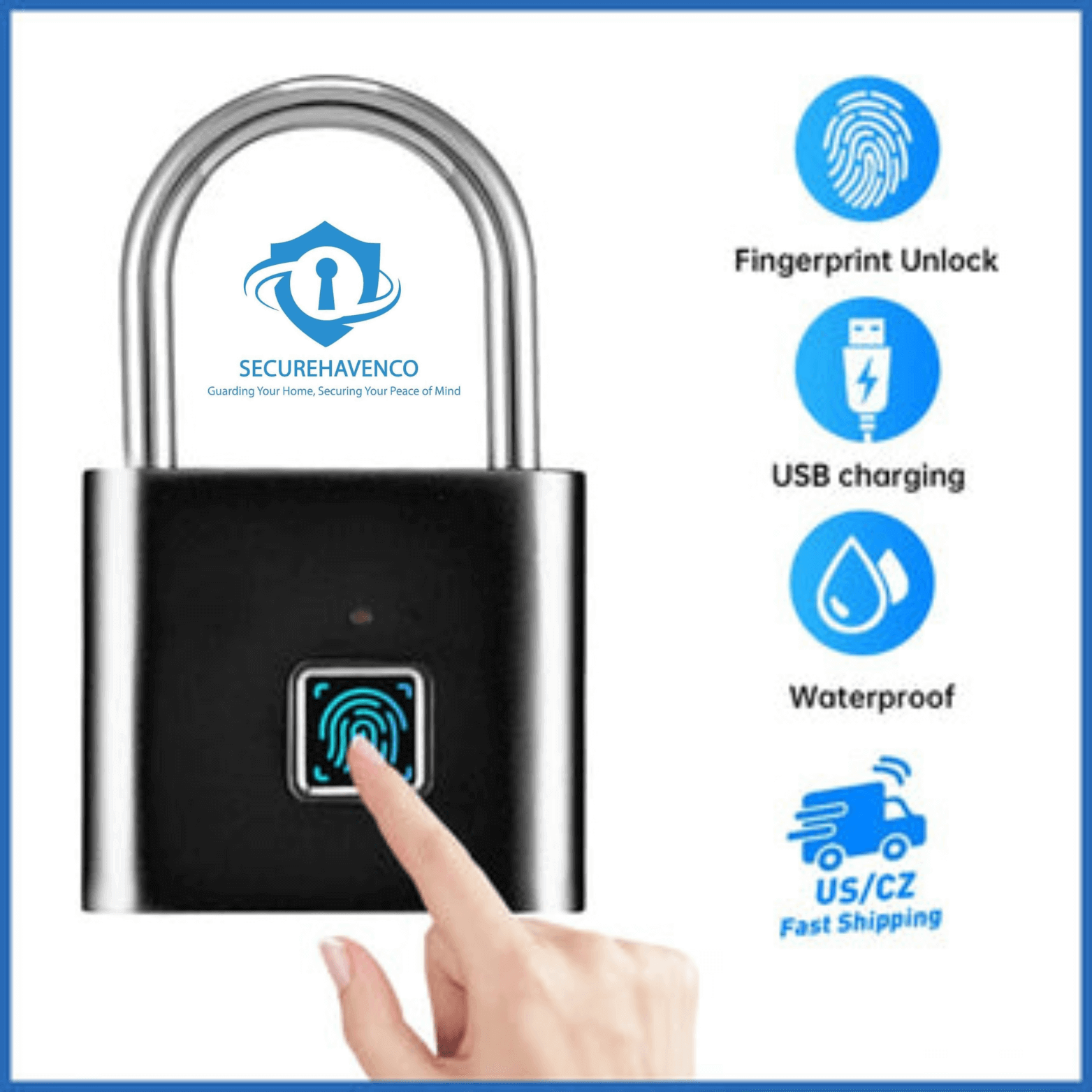 Smart Fingerprint Mini Padlock - SecureHavenCo